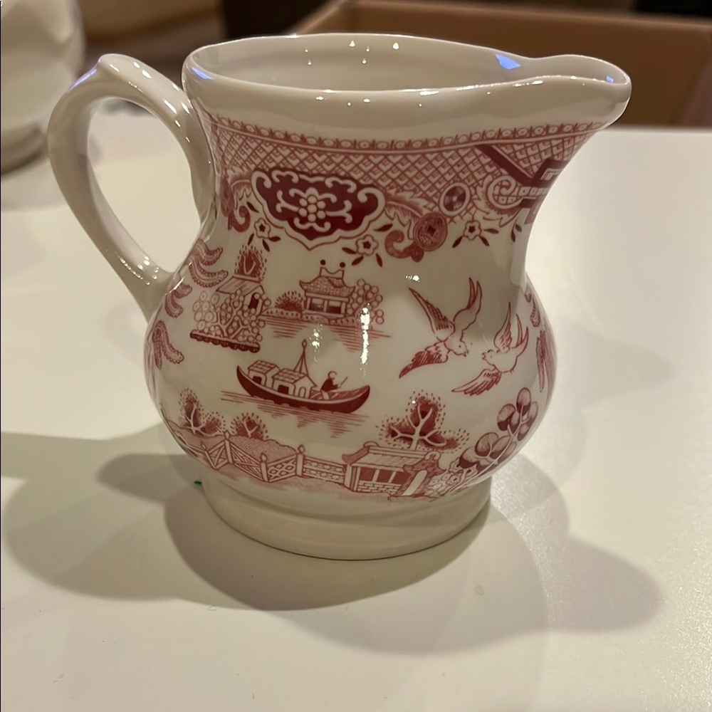 Vintage Style Churchill Red and White Ceramic creamer